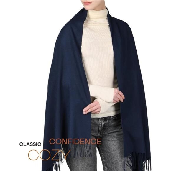 Women's Scarf Wedding Bride Bridesmaid Navy Blue - Picture 2 of 5